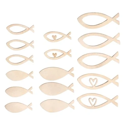 Imagen de Rayher Peces de madera chapa natural, 4 6 cm, grosor 1 mm, 16 unidades, 46786505