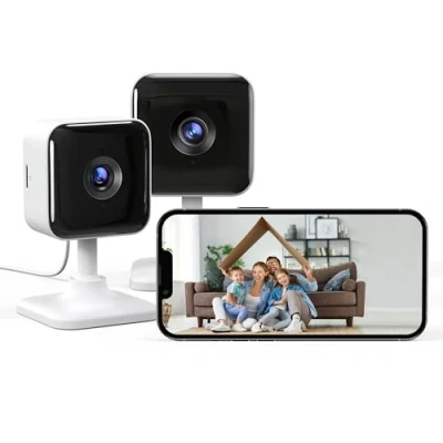 Imagen de GNCC Camaras Vigilancia Domicilio WiFi 1080P, 2 Pack Cámara Bebé, Visión Nocturna Mejorada, Alarma en Tiempo Real, Detección de Movimiento/Sonido, Audio Bidireccional, Almacenamiento SD y la Nube