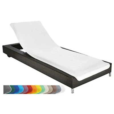 Imagen de Brandsseller Toalla XL para Tumbona Funda Protectora Colchoneta de Jardín o Playa Rizo 100% Algodón aprox. 75 x 200 cm Blanco