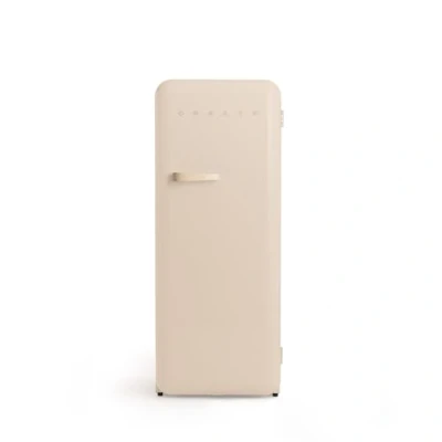 Imagen de CREATE / RETRO FRIDGE 150 SAND/Frigorífico arena maneta con congelador 281L 102W, bajo consumo, diseño vintage, 150cm, 3 estantes, regulador temperatura, botellero, 60x60x150cm