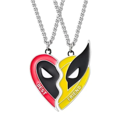 Imagen de Hanaoops 2 Piezas Collar de Amistad, Classic Dead Pool Wolverine Best Friends con Colgante Placa Perro Roja y Amarilla BFF Regalos para Mejores Amigos (Rojo amarillo)