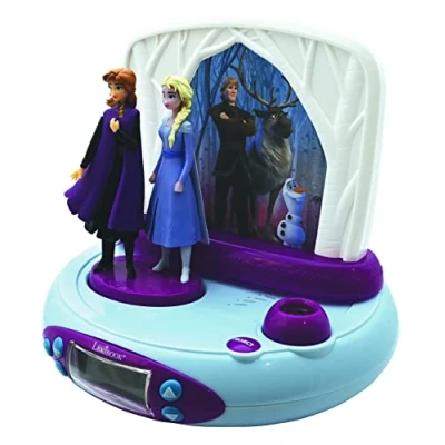Imagen de Lexibook, Frozen Elsa Anna, Reloj Despertador con proyector para niños, Luz Nocturna y proyección de la Hora en el Techo, Efectos Sonido, Funciona Pilas, Azul, RP510FZ