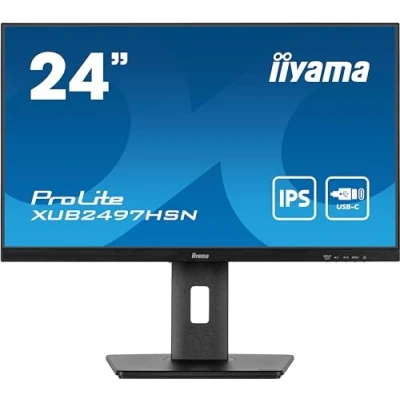 Imagen de iiyama XUB2497HSN B1 24&quot; Panel IPS, 1920x1080, USB C Dock (65W, LAN, DP out, USB3x3.2+1xC(7,5W)) 15cm Regulable en Altura, Pivotante, 1ms, 250cd/m², Altavoces, C, HDMI, DisplayPort (23,8&quot; Vis)