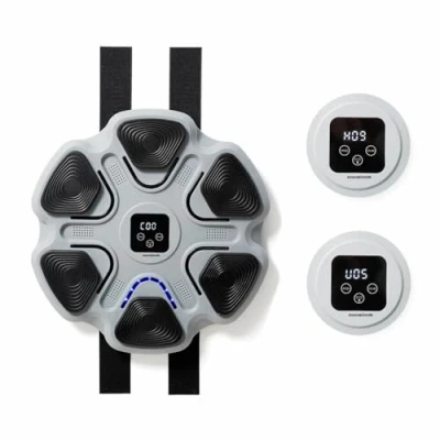 Imagen de InnovaGoods® Máquina de boxeo musical recargable con pantalla digital y Bluetooth, 6 Paneles golpeo, 9 Velocidades, 5 Niveles volumen, para pared incluye guantes