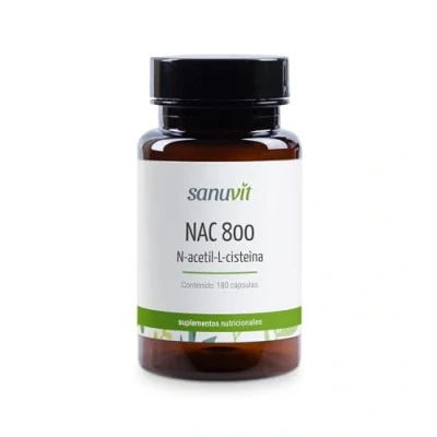 Imagen de Sanuvit® NAC N Acetil L Cisteína 180 cápsulas con 800 mg cada una Alta biodisponibilidad y tolerancia Vegano