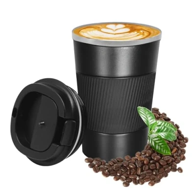 Imagen de KUIRUNRX® Taza Termo 380 ML, Cafe para Llevar, Vaso Térmica de Acero Inoxidable Agua caliente y Fría Té, Mantener hasta 6 horas