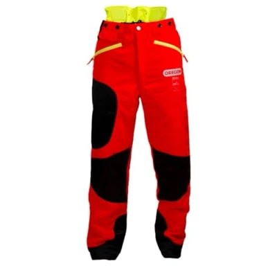 Imagen de Oregon Waipoua Pantalones de Protección para Motosierra, Clase 1, Tipo A, Ropa Ajustable, Ligera, Transpirable y Resistente, Talla 3XL /EU 62 64 Rojo/Amarillo/Negro Alta Visibilidad (295469/3XL)