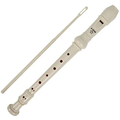 Imagen de A Star Soprano/Descant School Recorder Instrumento, digitación inglesa/barroca Clave de C con tabla aprendizaje, bolsa, varilla limpieza Beige