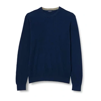 Imagen de Hackett London Cuello Redondo de Punto Acanalado Suéter pulóver, Azul (Marino), XXL para Hombre