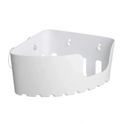 Imagen de TATAY 4520301 Cesta rinconera organizadora de ducha con ventosas, capacidad para 2 kg, Plástico Polipropileno, Color blanco, 20.5x20.5x11 cm