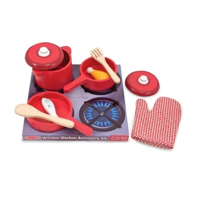 Imagen de Melissa &amp; Doug Juego de Ollas y Sartenes madera, imitación, Juguete creativo, Accesorios cocina para niños, Juguetes Regalo niños niñas 3 4 5 6 7 Años