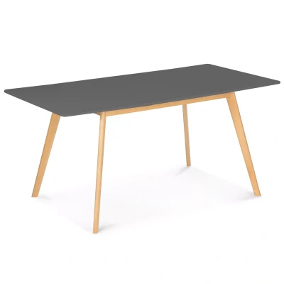 Imagen de IDMarket Mesa escandinava extensible rectangular Inga 4 6 personas, bandeja gris antracita, patas madera, 120 160 cm