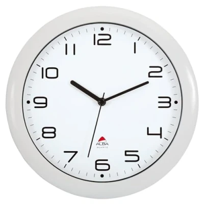 Imagen de Alba Reloj de Cuarzo Clásico Pared, Blanco, 30.5x30.5x5 cm