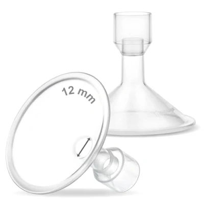 Imagen de Maymom MyFit Protectores pequeños de 12 mm, compatibles con extractor leche Medela PersonalFit, Freestyle, Harmony, Maxi, conector flexible, conexión a ancho/estrecho, 2 unidades