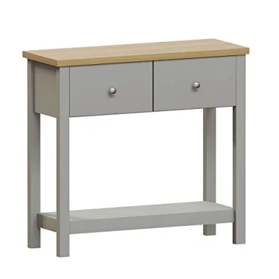 Imagen de Vida Designs Mesa Auxiliar Arlington con 1 cajón, Madera de ingeniería, Gris, H 55 x W 45 D 40 Cm