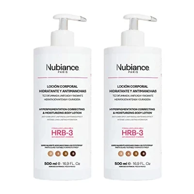 Imagen de NUBIANCE Loción Corporal Hidratante HRB 3, Pack 2x500ml Para problemas de hiperpigmentación diversos orígenes Piel menos áspera Más hidratación y flexibilidad Crema aclaradora