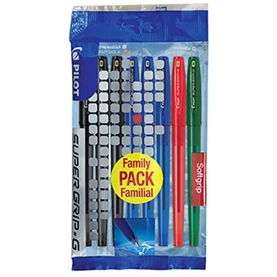 Imagen de Pilot Supergrip G Juego de 8 bolígrafos (punta media), color negro y azul rojo