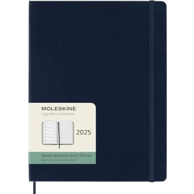Imagen de Moleskine Weekly Planner, Agenda Semanal con Espacio para Notas 12 Meses 2025, Tapa Dura y Cierre Elástico, Color Azul Zafiro, Formato Extra Grande 19x25 cm