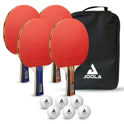 Imagen de JOOLA Family Advanced Set de Tenis Mesa con 4 Raquetas Mesa, 6 Pelotas y Bolsa Transporte