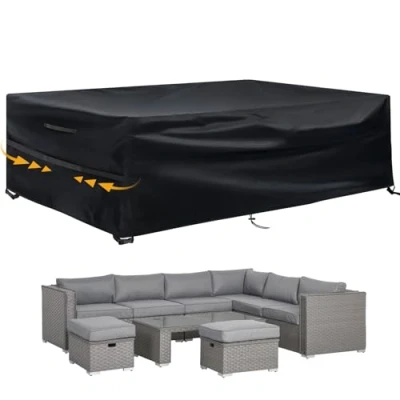 Imagen de GARPROVM Funda para Muebles de Jardín Exterior, Conjuntos Cubierta Impermeable, Paño Oxford 600D, Sofa Jardin, al Aire Libre, Patio, Esquina (280x204x106cm)