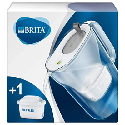 Imagen de Jarra con filtro de agua para nevera BRITA Style reducir el cloro, la cal y las impurezas, 2,4 L, gris, embalaje puede variar