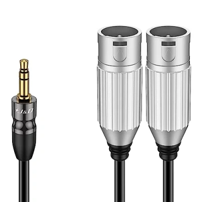 Imagen de J&amp;D 3.5mm (1/8) a Doble XLR Cable, PVC Shelled 1/8 TRS Macho Desequilibrado de Interconexión Audio Estéreo Patch Cable Adaptador para Portátil DSLR Cámara Micrófono, 1,8 m