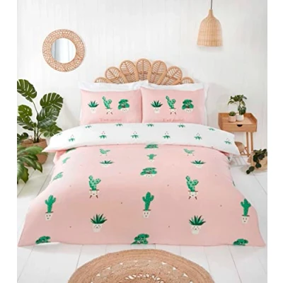 Imagen de Rapport Home Juego de Funda edredón Microfibra, Reversible, no Necesita Planchado, Estampado Cactus