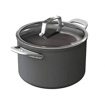 Imagen de Ninja Foodi ZEROSTICK cazo de 20 cm con tapa vidrio, duradero, antiadherente, aluminio anodizado duro, compatible inducción, apto para lavavajillas y horno, en gris, C30220EU