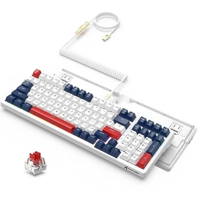 Imagen de ATTACK SHARK K98 Teclado para Juegos con Cable Hotswap Iluminación RGB USB C en Espiral,Interruptor Rojo Lineal Personalizado mecánico,activación programable,100 Teclas Mac/Win (azul)