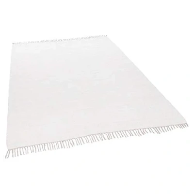 Imagen de Theko Alfombra Dhurry de algodón 100%, Tejido Plano, Happy Cotton Tejida a Mano Color: Blanco 90 x 160 cm