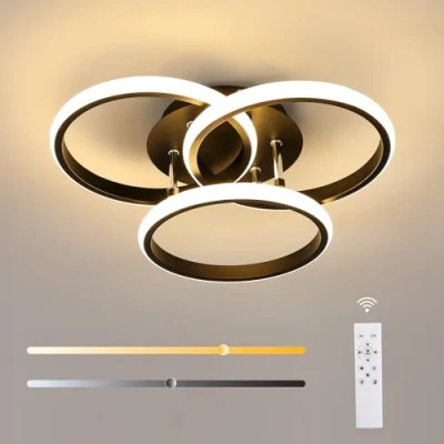 Imagen de Comely Lámpara de Techo LED Regulable Moderno, 42W 4500LM 40 cm Plafon Redondo Luz con Control Remoto para Dormitorio, Sala Estar, 3000K 6500K, Negro