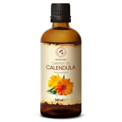 Imagen de Aceite de Caléndula 100ml Calendula Officinalis 100% Puro y Natural Botella Cristal Base Cuidado Intensivo para el Rostro Cabello la Piel Todo Cuerpo