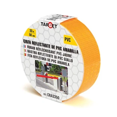 Imagen de TARGET Cinta Reflectante Amarilla Adhesiva Señalización y Marcaje de Objetos Espacios. Seguridad (33M x 50mm)