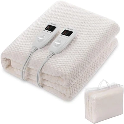 Imagen de Monzana Manta Eléctrica Doble 160x140cm 120W Calienta Camas Temporizador 5 Niveles de Calor 2 Zonas
