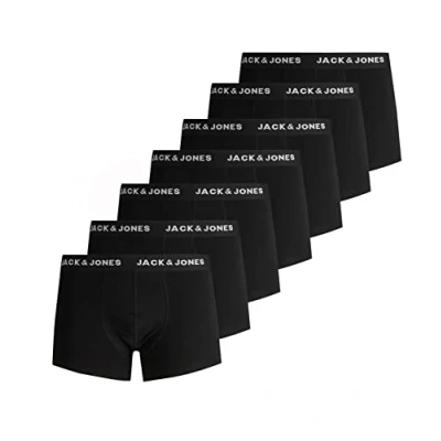 Imagen de Jack &amp; Jones JACBELMO Bóxers para Hombre, Pack de 7, Negro/Logo Blanco, XL
