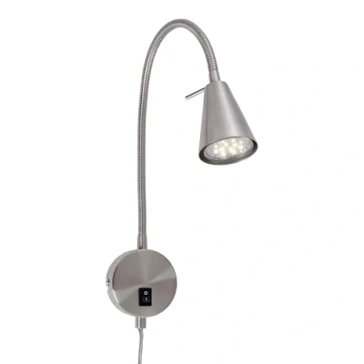 Imagen de Briloner Leuchten lámpara de cama LED, con brazo flexible, interruptor encendido/apagado, 4 vatios, 400 lúmenes, 3,000 Kelvin [Clase eficiencia energética G], Color: Aluminio