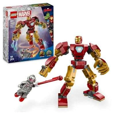 Imagen de LEGO Marvel Armadura Robótica de Iron Man vs. Ultrón Juguete Superhéroes con Minifiguras, Figura Articulada Robot, Juego rol y Batalla, Regalo para Niños Niñas 6 Años 76307