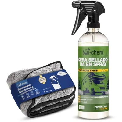 Imagen de Bio Chem Spray abrillantador protector de pintura 750 ml con paño microfibra Limpiador carrocerías coches, motos, caravanas y autocaravanas Producto para abrillantar vehículos