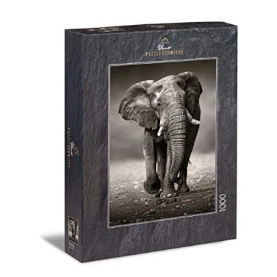 Imagen de Ulmer Puzzleschmiede Puzzle Elefante de 1000 Piezas Poderoso como la fotografía en Blanco y Negro