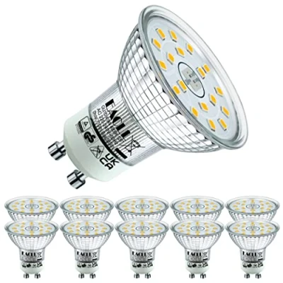 Imagen de EACLL Bombillas LED GU10 Blanco Neutro 4.9W Reemplaza 75W Halógena, Pack de 10, Focos Sin Parpadeo AC 230V, 4000K 585 Lúmenes 120 Spotlight, Lámpara Reflectora No Regulable