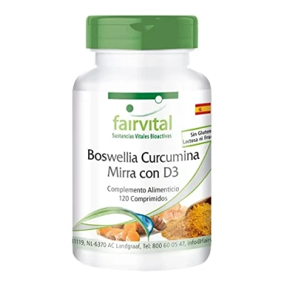 Imagen de Fairvital Boswellia + Cúrcuma Mirra con Vitamina D3 Dosis elevada 120 Comprimidos Calidad Alemana