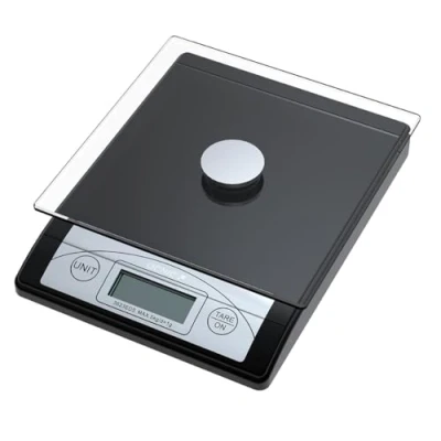 Imagen de Genie 3623 EDS Báscula postal y de cocina, fabricada en plástico con plato cristal, pantalla LCD, 1 a 5000 g, color negro