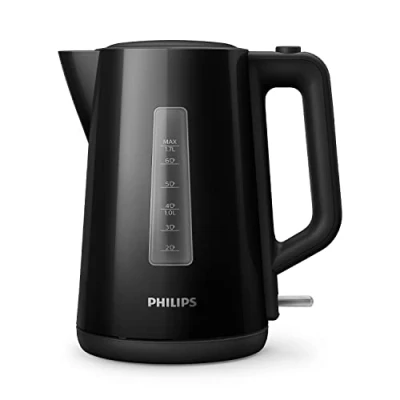 Imagen de Philips Hervidor de Agua 1.7L, Tapa con Resorte, Indicador Luminoso, Base Giro, Negro (HD9318/20)