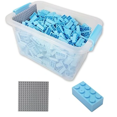 Imagen de Bloques de construcción 520 Piezas, compatibles con Todos los demás Fabricantes Incluyendo la Caja y Placa Base, Azul Claro