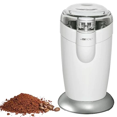 Imagen de Clatronic KSW 3306 Molinillo eléctrico, Especias, Semillas o Granos, Capacidad 40gr 20 Tazas de café, Cuchillas Acero Inoxidable, tamaño Compacto, 120 W, Blanco/Plata