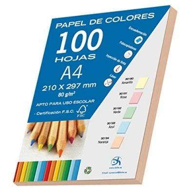 Imagen de DOHE 30194 Pack de 100 papeles A4, 80 g, color naranja pastel