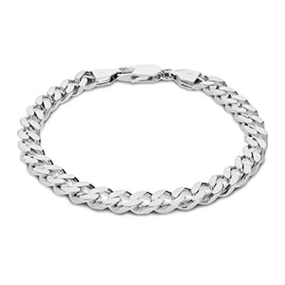 Imagen de Tuscany Silver Men&#039;s Sterling 6.5mm Square Curb Bracelet of 20cm/8&quot;