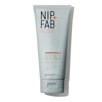 Imagen de Nip+Fab Glycolic Fix Body Cream Crema Corporal con Ácido Glicólico 200 ml Exfoliante de la Piel Aceite Almendras Vegana, Sin Crueldad, Sulfatos