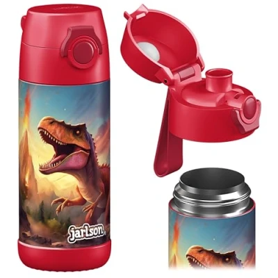 Imagen de Jarlson® botella de agua para niños MALI térmica acero inoxidable, sin BPA, a prueba fugas, infantil 350ml
