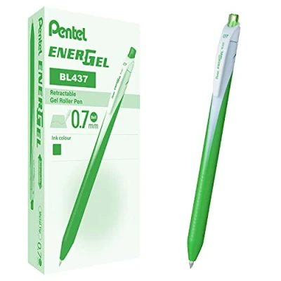 Imagen de Pentel BL437 Energel Slim Roller 0,7 mm, verde claro, 12 unidades